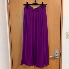 【美品】プリーツ ロングスカート 紫 Lサイズ 裏地付き