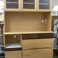 R470 服部家具 キッチンボード、天然木 食器棚、幅120cm USED・美品