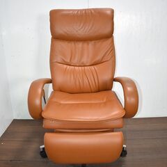 【ヤ取終了4/29】≪y594≫最高峰 カリモク 高級 本革張 エグゼクティブチェア/デスクチェア XU7720WB【参考26万円】リクライニング機能 社長/役員 50311-03