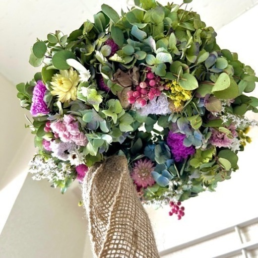 ユーカリと紫陽花と花々のリース pmj