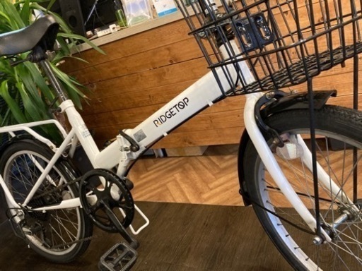 U077 折りたたみ自転車　6段変速 ホワイト　20インチ 後輪チューブ新品！】6段変速 20インチ折りたたみ自転車 ホワイト