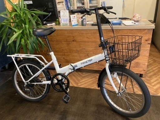 後輪チューブ新品！】6段変速 20インチ折りたたみ自転車 ホワイト