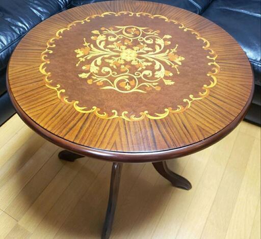 【美品！】コーヒーテーブル クラシックブラウン テーブル 丸テーブル 直径60cm