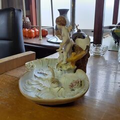 陶器 天使のオブジェ トレイ 置物 小物入れ ※カケ有　/TJ-0991 2F - 家具