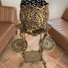 まもなく削除【フランスアンティーク】★真鍮★   フラワースタンド　家具2品SET 