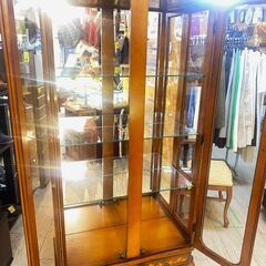 ITALY/イタリア アンティーク 猫脚 象嵌細工 キュリオケース ガラス コレクションケース 食器棚 ガラスケース ★買取帝国 志木店