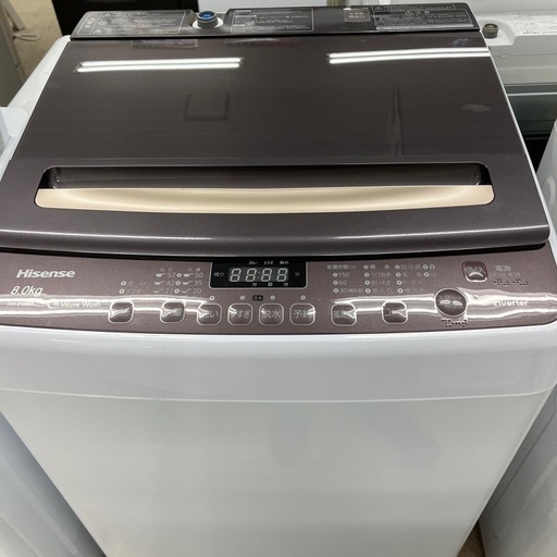 J2296 ★6ヶ月保証付★  美品 高年式！ 8kg洗濯機 Hisense ハイセンス HW-DG80A 2021年製 動作確認、クリーニング済み