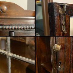 イギリス製オーク材アンティクガラス収納棚