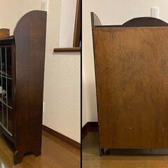 イギリス製オーク材アンティクガラス収納棚