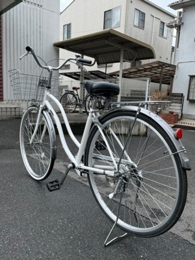 岡山県の自転車 28インチ・白・LEDオートライト【ASAHI】