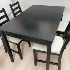ダイニングテーブル　椅子　黒　4人掛け　IKEA