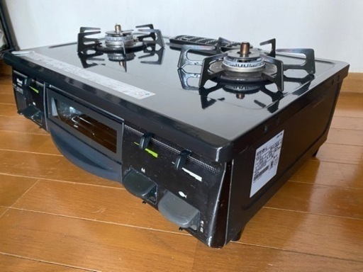 2013年製 Rinnaiリンナイ ガステーブルRT61GH-L都市ガス用 ブラック 左強火(0316m)