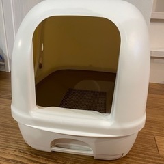 【中古】デオトイレ 猫用 本体フード付き ナチュラルアイボリー