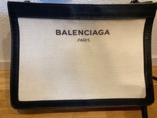 最終値下げ　BALENCIAGA バレンシアガ キャンバス レザー アイボリー ブラック ショルダー バッグ