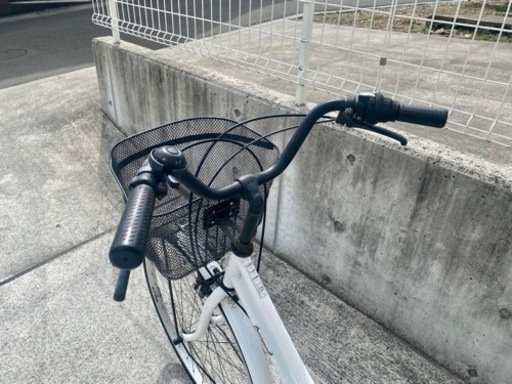 6段変速 26インチ シティサイクル 自転車 ママチャリ 白 中古