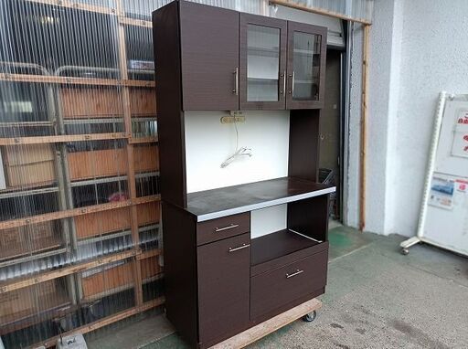 近藤産業　キッチンボード　食器棚　こげ茶木目『中古使用感あり』W1050