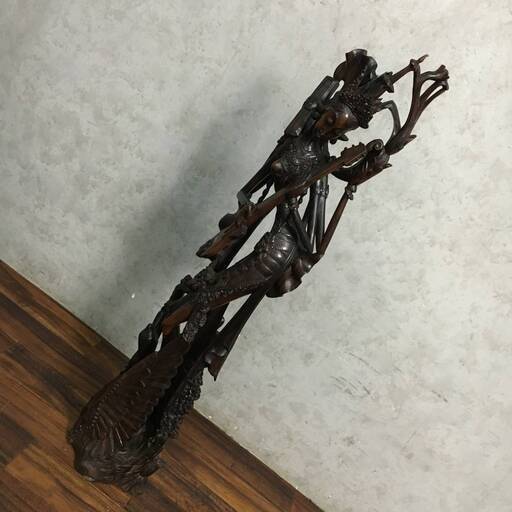 KI16/28　木彫り 彫刻 人形 オブジェ 高さ98cm 置物 黒檀 バリ島 インドネシア アジアン 雑貨 インテリア ディスプレイ 立像 工芸品