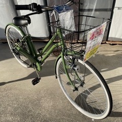 激安！深緑お洒落な26インチ中古自転車　シティサイクル　ママチャリ