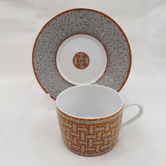 HERMES ティーカップ&ソーサーペア 2客セット モザイクヴァンキャトル ゴールド 未使用品