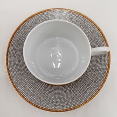 HERMES ティーカップ&ソーサーペア 2客セット モザイクヴァンキャトル ゴールド 未使用品