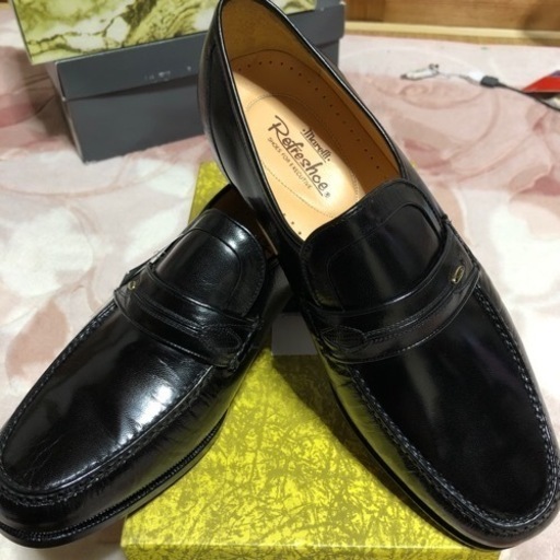新品‼本革、️未使用‼️refreshoeローファー‼️25.5cm黒‼️