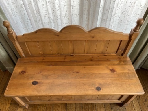25日まで カントリー調 収納できる可愛い木製ベンチ 椅子 KOSUGA家具
