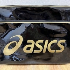 ASICS スポーツバッグ（黒　金字）