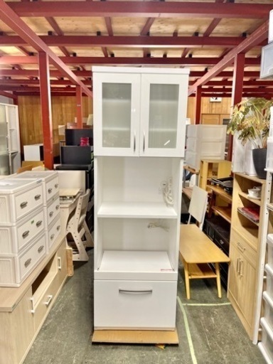 激安‼️ ニトリ ホワイトコパン レンジボード キッチン収納 食器棚　幅60cm