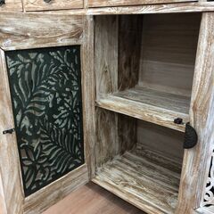 ▼値下げ▼バリ島 チーク×モンステラレリーフサイドボードサイドボード キャビネット リビング収納 北欧 木製 収納棚 収納家具 定価242,000円💳自社配送時🌟代引き可💳※現金、クレジット、スマホ決済対応※ 