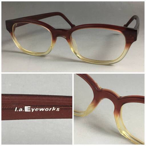 ut10/89　エルエーアイワークス L.a.Eyeworks HARRY 眼鏡 メガネ フレーム フルリム 茶 ブラウン　※度有り