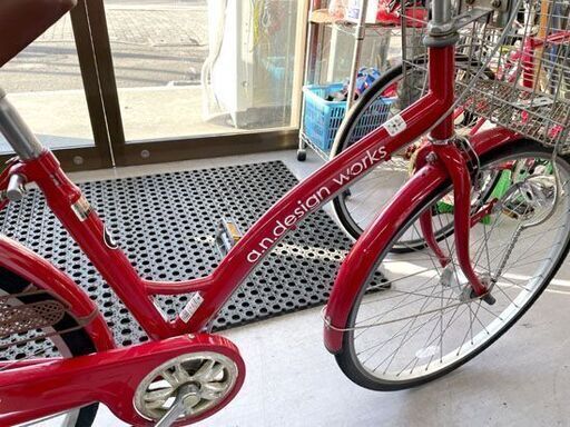26インチ 自転車 6段変速 荷台付き a.n.design works 赤 レッド 