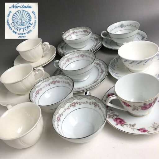 FI16/97　Noritake オールド ノリタケ カップ＆ソーサー まとめて10客 セット CRAFTONE 月桂樹 RC Bone China 洋食器 ティーカップ ①
