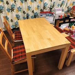 【再値下げ】IKEAダイニングテーブル、イス2脚、ベンチセット