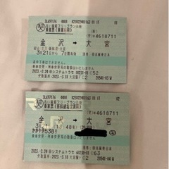 【ネット決済】【本日18時台出発】金沢→大宮　新幹線　チケット