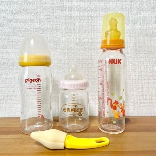 哺乳瓶3本セット 専用洗浄スポンジ Pigeon 母乳相談室 桶谷式 NUK