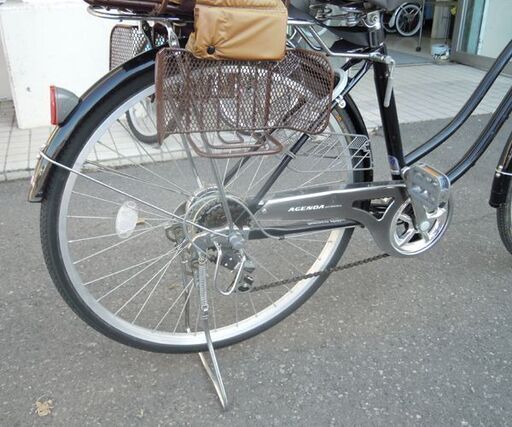 26インチ 自転車 チャイルドシート付 6段切替 ブラック AGENDA カゴ