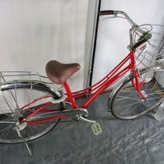 C606　限定特価　整備済み★ブリヂストン　ロココ　アカ★ 中古自転車 【27インチ 】