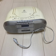 CD カセットテープ ラジオ ポータブル ラジカセ 白