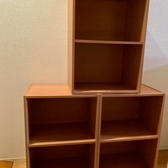 木目　カラーボックス　2段×3個