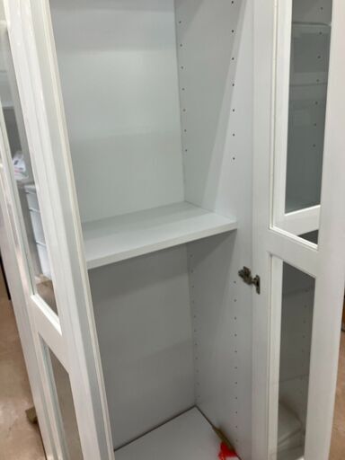 アウトレット家具】書棚 ガラス扉 ホワイト No.2377○ ※現金 