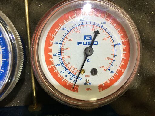 FUSO ゲージマニホールド 中古品 ケース付き 現状品 R22 R134a RETARD