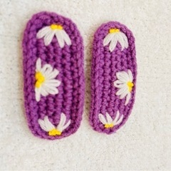 紫地に白菊の手作りかんざし 2本