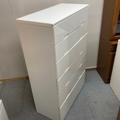 H-10 北海道 帯広 ホワイト チェスト 6段 光沢仕上げ 白 モノココ帯広店