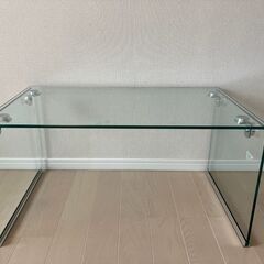 ガラステーブル クリア（透明） 75cm幅 ローテーブル センタ...