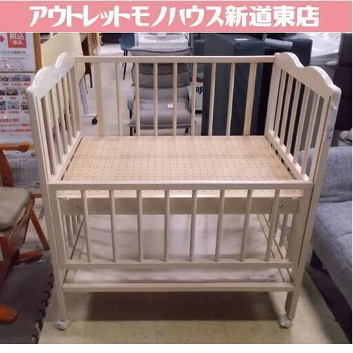 ベビーベッド 簡易清掃 幅95cm キンタロー 白系 ホワイト 赤ちゃん 寝具 家具 札幌市東区 新道東店