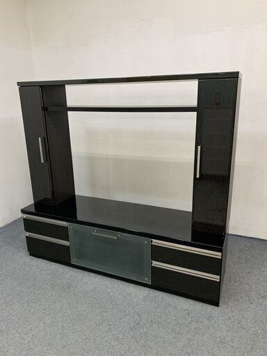 ニトリ/NITORI TVボード ミラージュ 160TVB BK 黒 ブラック テレビ台 テレビボード 中古家具 店頭引取歓迎 R7035)