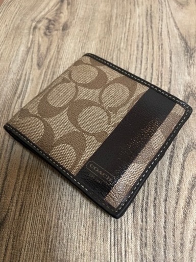 美品]コーチCOACH二つ折り財布 ウォレット メンズ シグネチャー カーキ