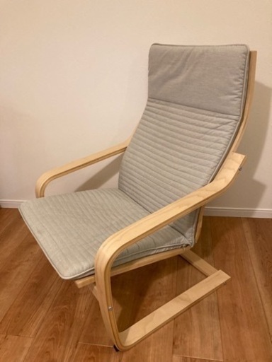 IKEA　ポエング　ロッキングチェア　オットマン付き POÄNG ポエング ロッキングチェア, ブラックブラウン/クニーサ ライト