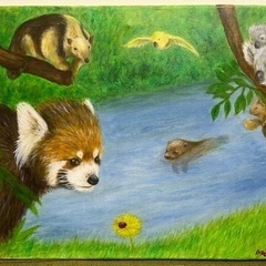 油画・絵画『野生の動物たち』