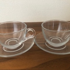決まりました‼︎耐熱ガラスのカップ＆ソーサー　コーヒーカップ２つセット